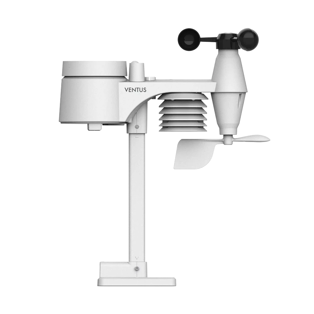 Ventus weather station sensor with wind cups on a white background