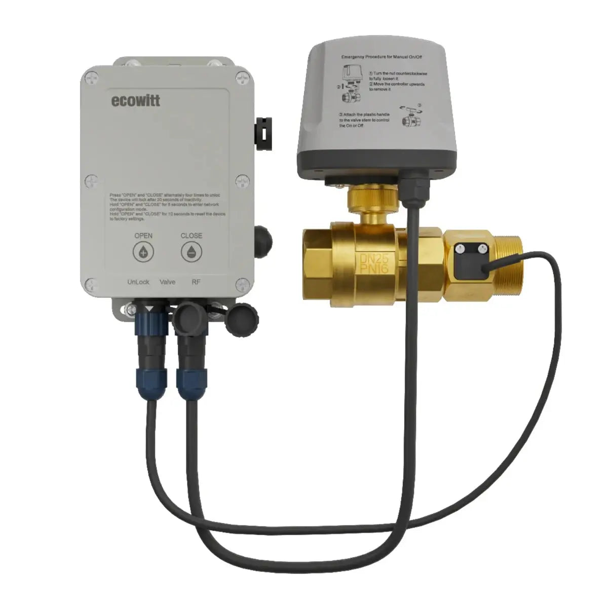 Ecowitt WFC02 Smart Ball Valve Water Timer 1" Motorised Valve, BSP Threads, Optional Flow Meter
