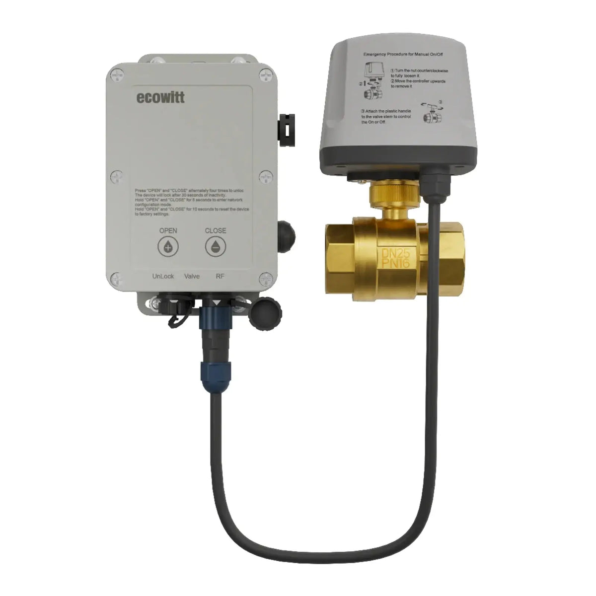 Ecowitt WFC02 Smart Ball Valve Water Timer 1" Motorised Valve, BSP Threads, Optional Flow Meter